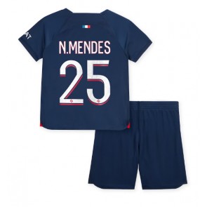 Paris Saint-Germain Nuno Mendes #25 Domaci Dres za Dječji 2023-24 Kratak Rukavima (+ kratke hlače)